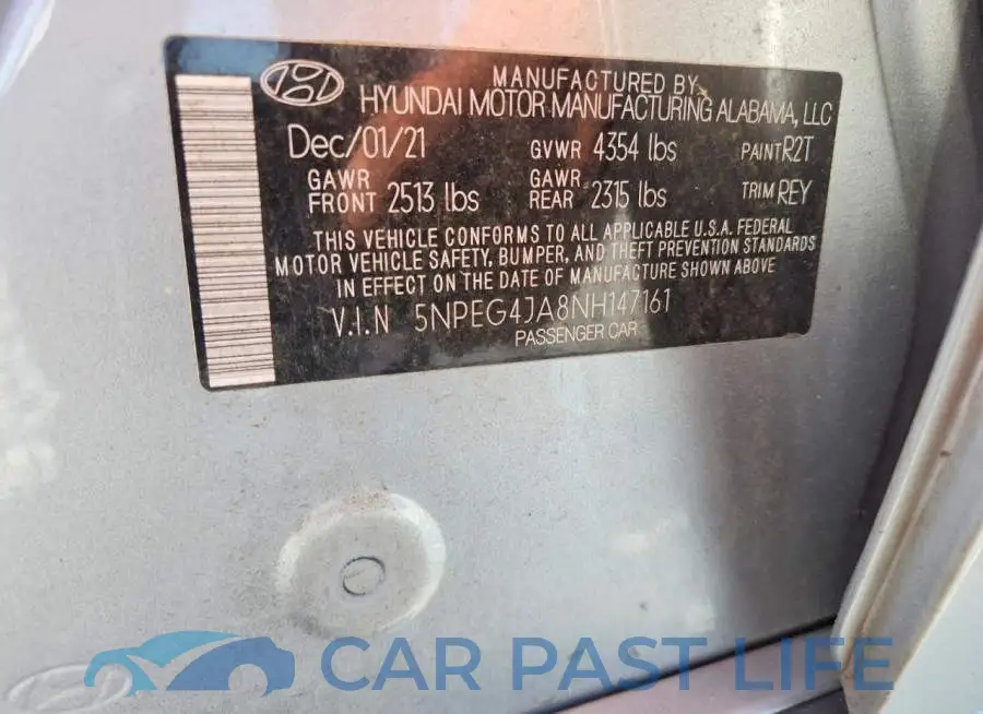 5NPEG4JA8NH147161# 12