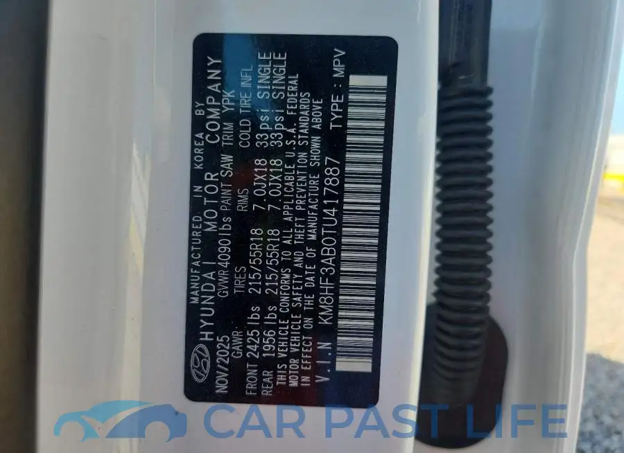 KM8HF3AB0TU417887# 14