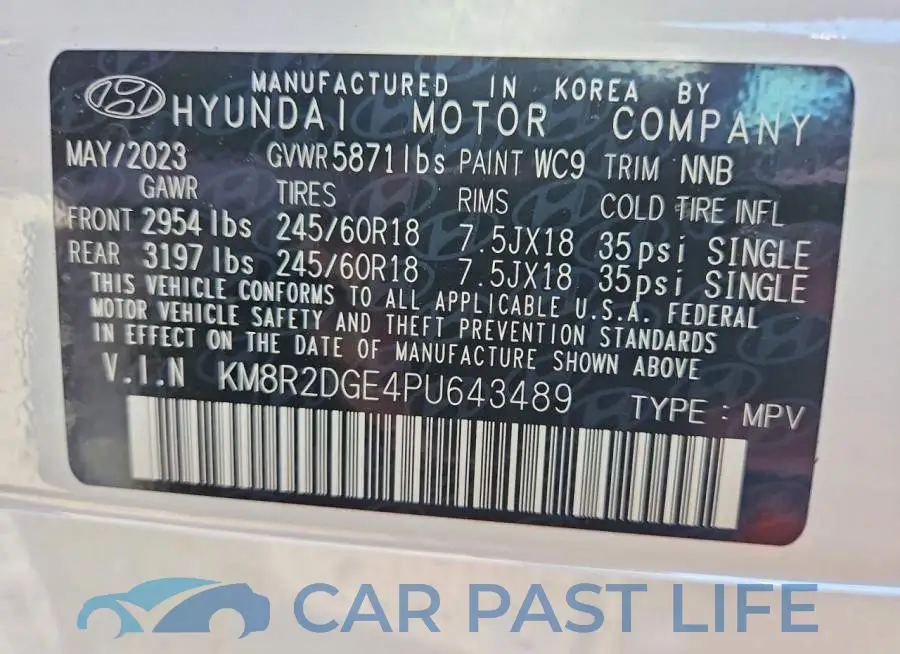 KM8R2DGE4PU643489# 13