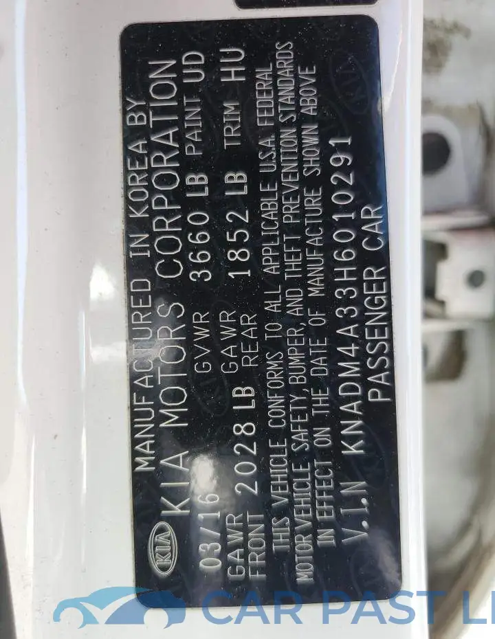 KNADM4A33H6010291# 12