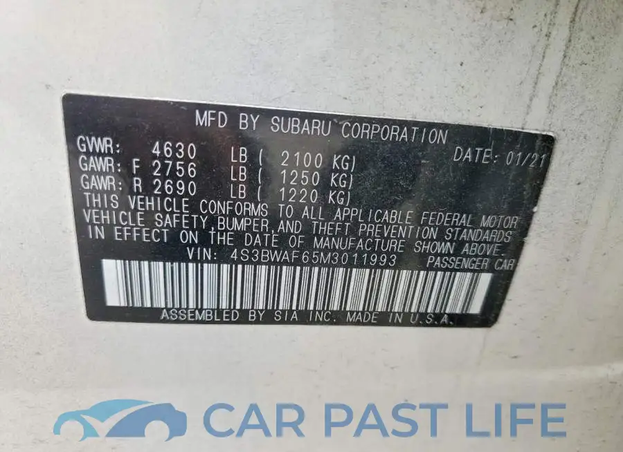 4S3BWAF65M3011993# 12