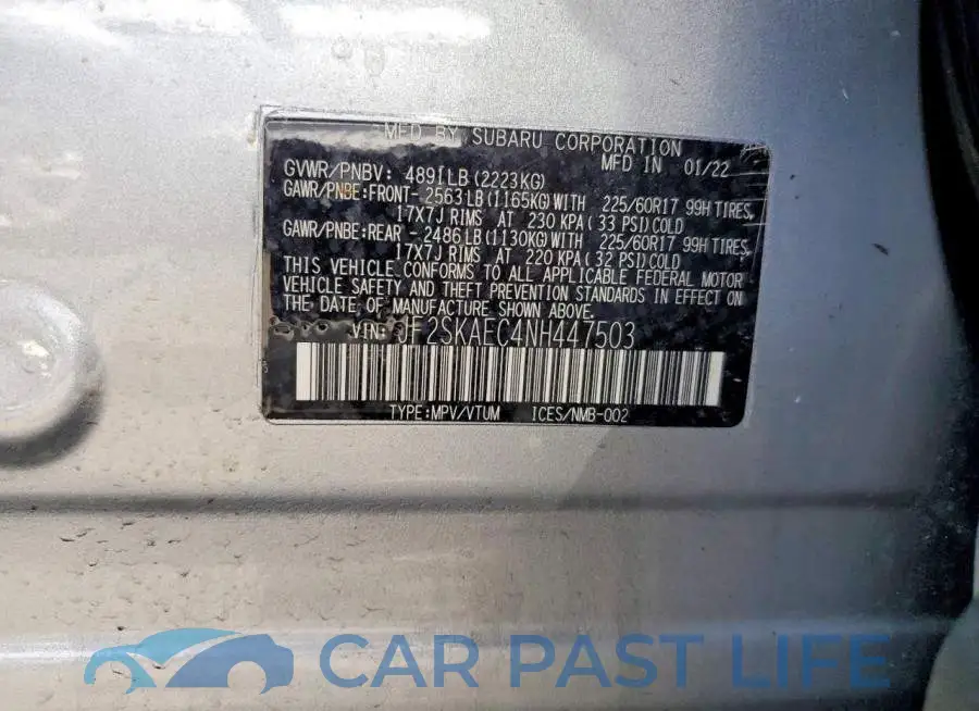 JF2SKAEC4NH447503# 12