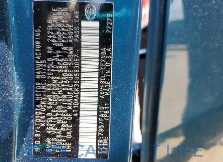 4T1DAACK3SU583057# 13