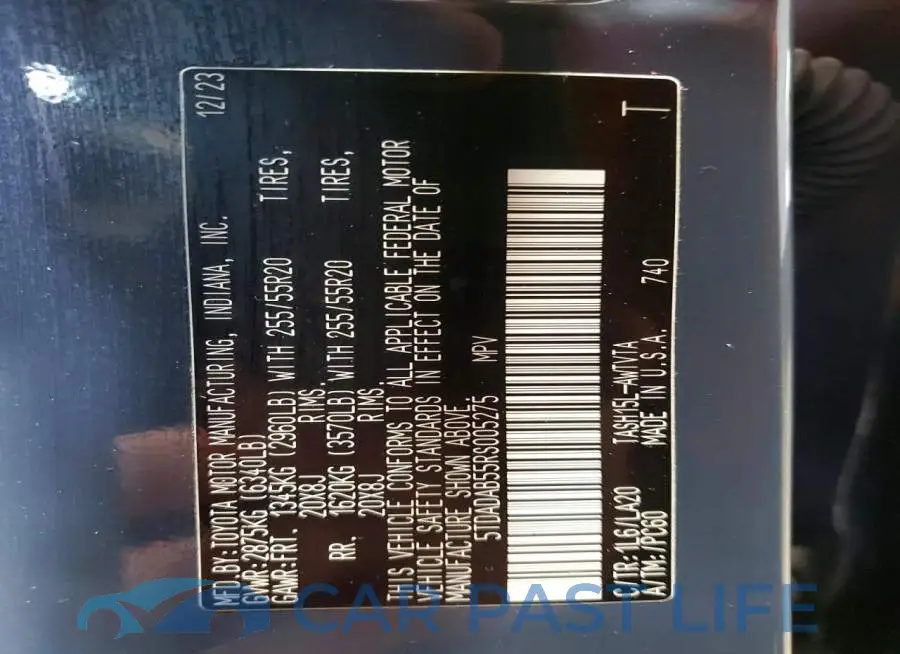 5TDADAB55RS005275# 14