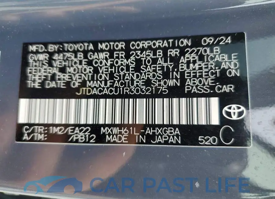 JTDACACU1R3032175# 12