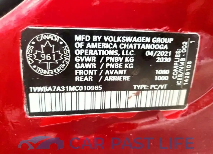 1VWBA7A31MC010965# 12
