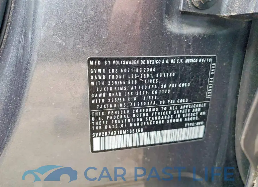 3VV2B7AX1KM165158# 12