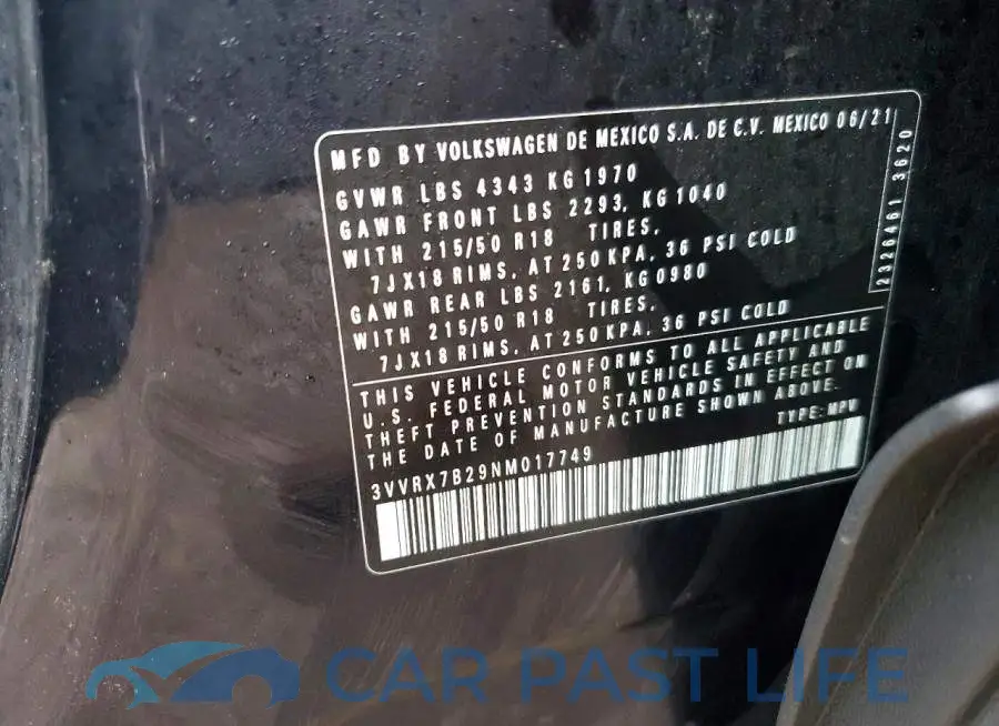 3VVRX7B29NM017749# 13
