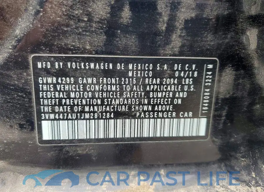 3VW447AU1JM281284# 12
