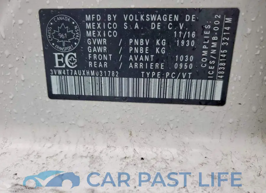 3VW4T7AUXHM031782# 12