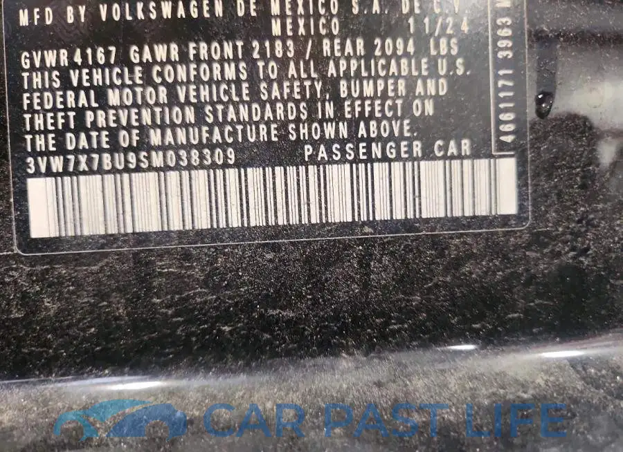 3VW7X7BU9SM038309# 12