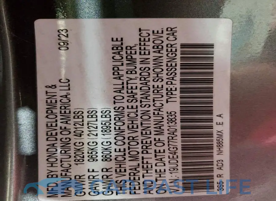 19UDE4G77RA013835# 12