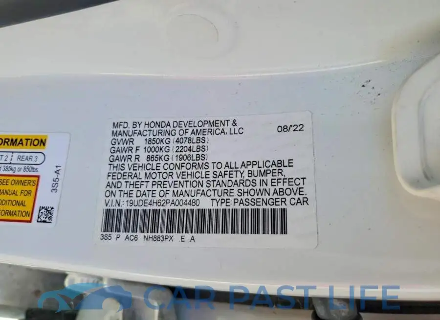 19UDE4H62PA004480# 12
