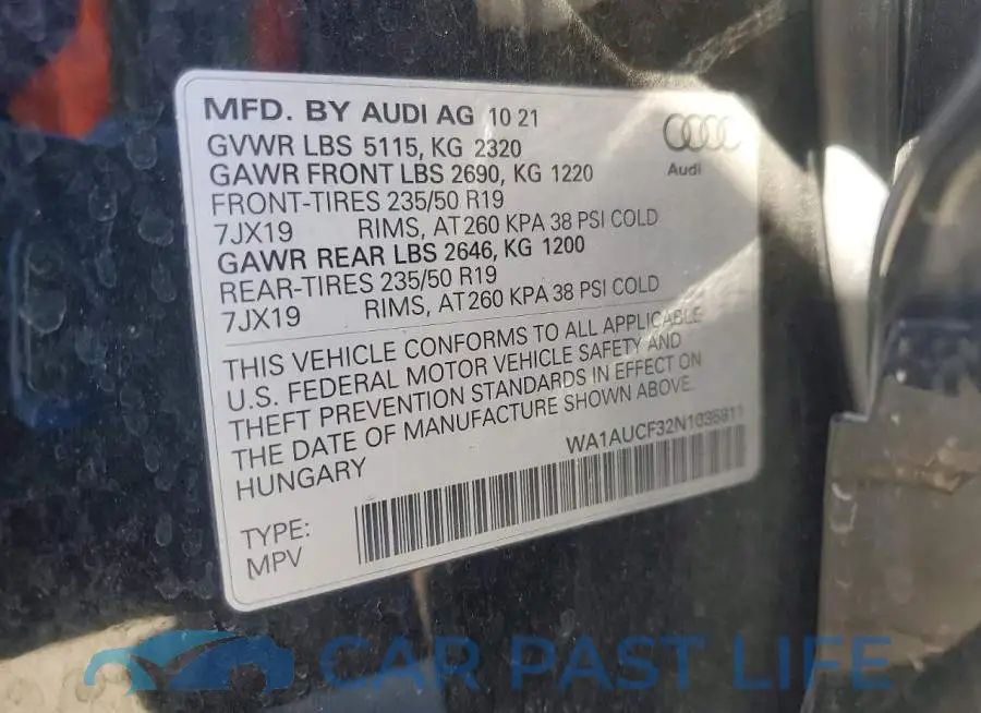 WA1AUCF32N1035811# 12
