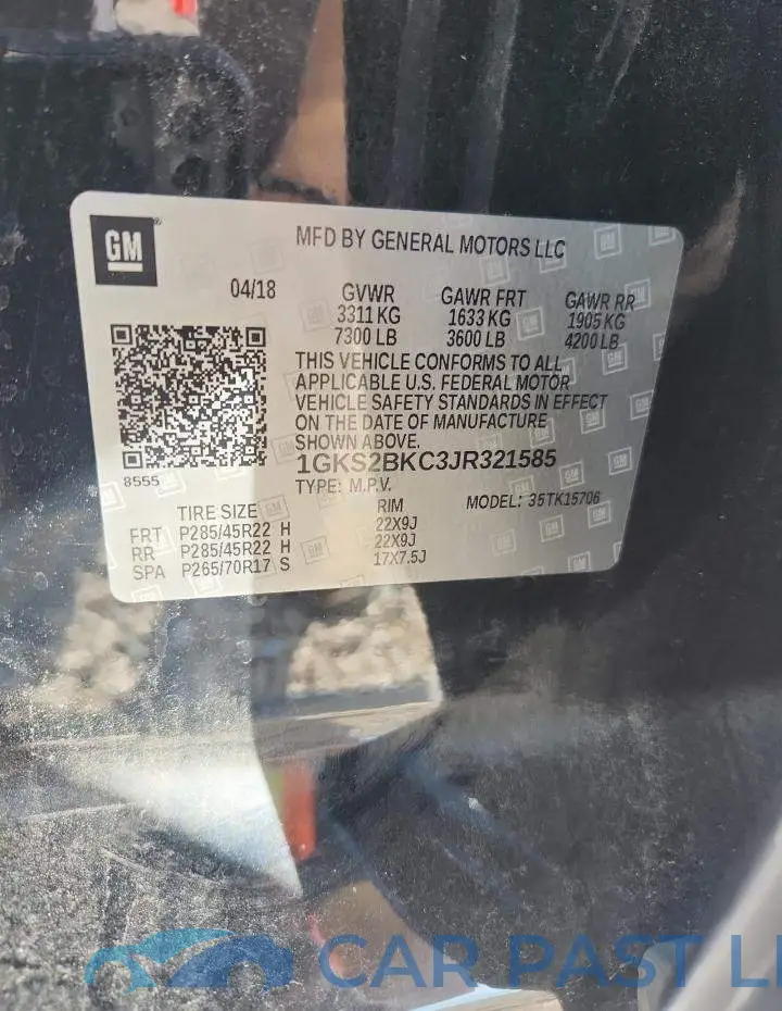 1GKS2BKC3JR321585# 13