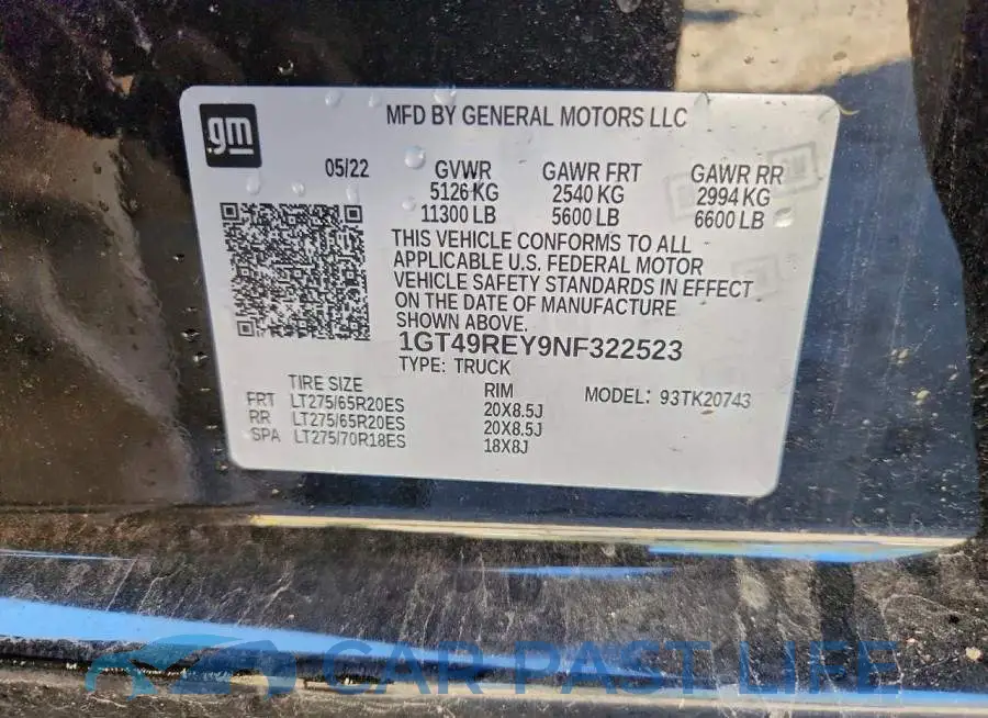 1GT49REY9NF322523# 12