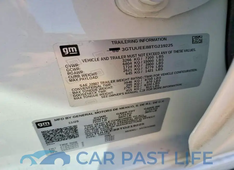 3GTUUEE88TG219225# 12
