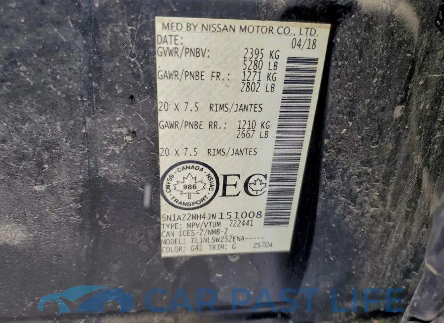 5N1AZ2MH4JN151008# 14