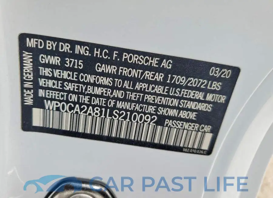 WP0CA2A81LS210092# 12