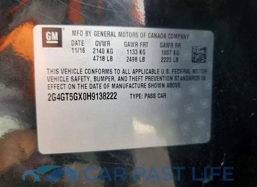 2G4GT5GX0H9138222# 12