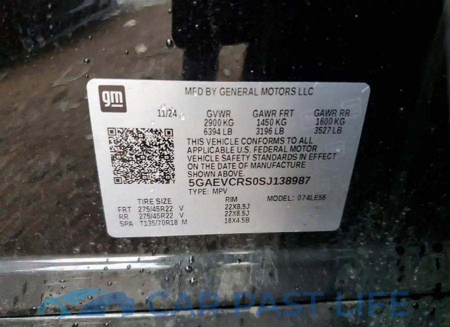 5GAEVCRS0SJ138987# 13