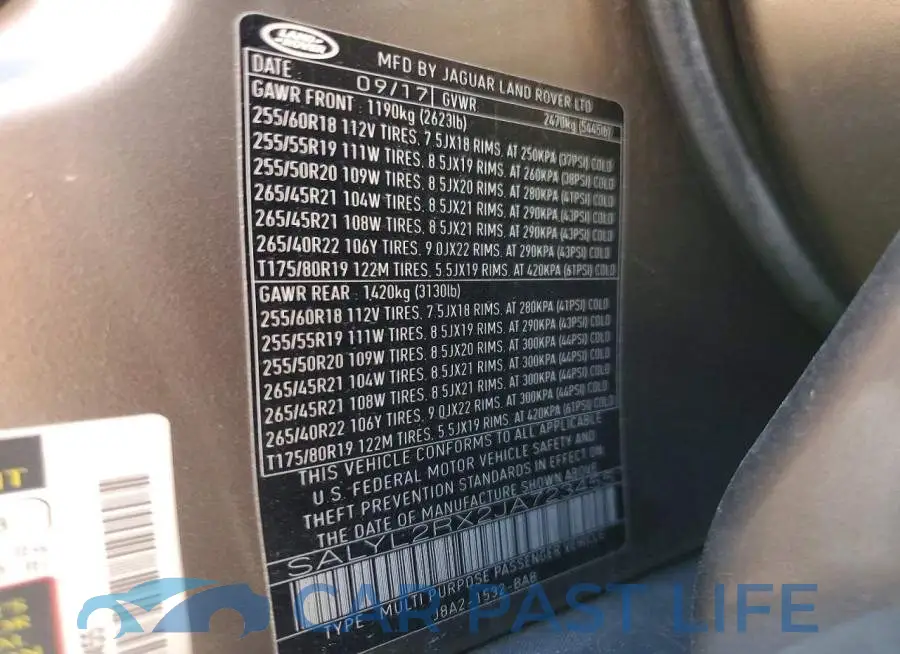 SALYL2RX2JA723455# 14