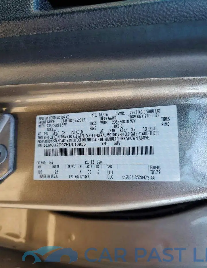 5LMCJ2D97HUL16958# 13