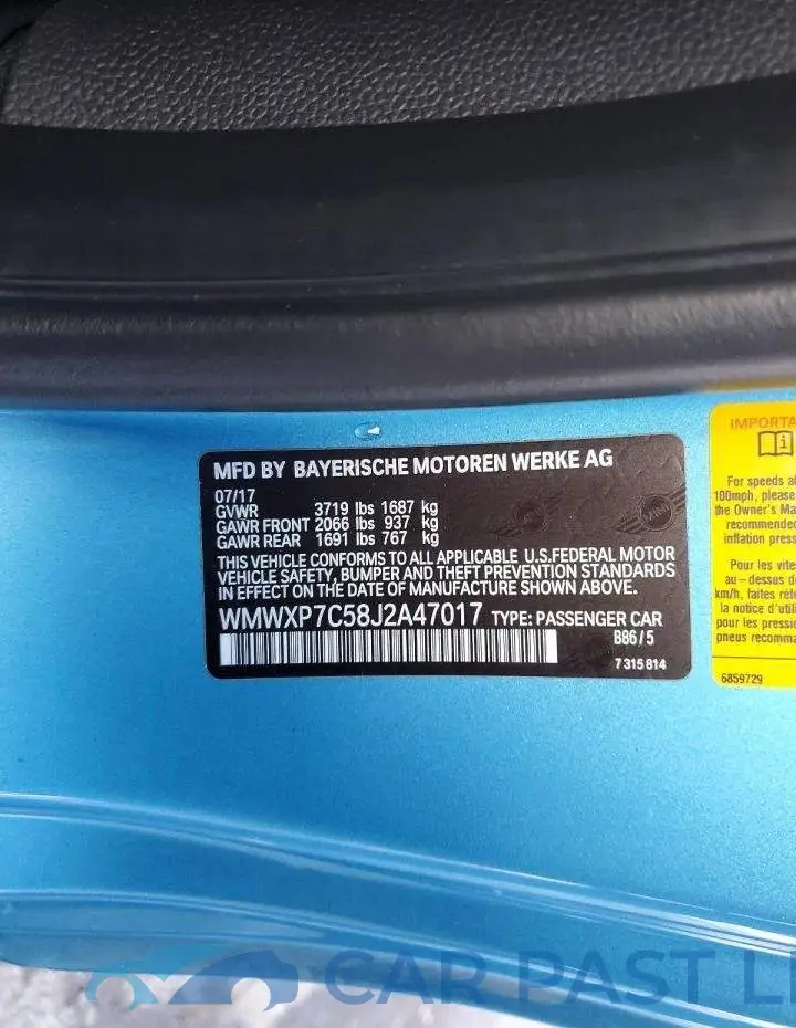 WMWXP7C58J2A47017# 12