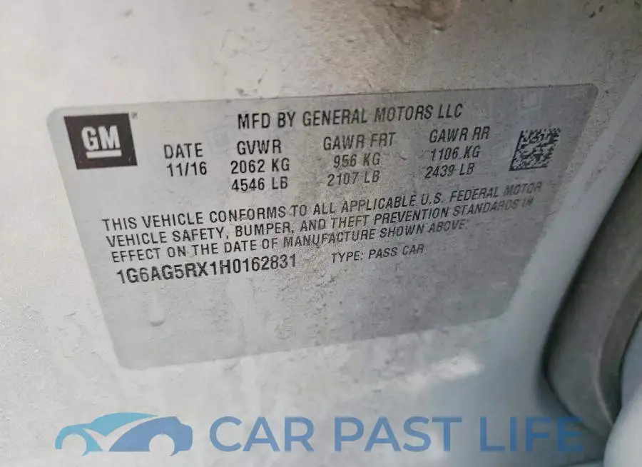 1G6AG5RX1H0162831# 12