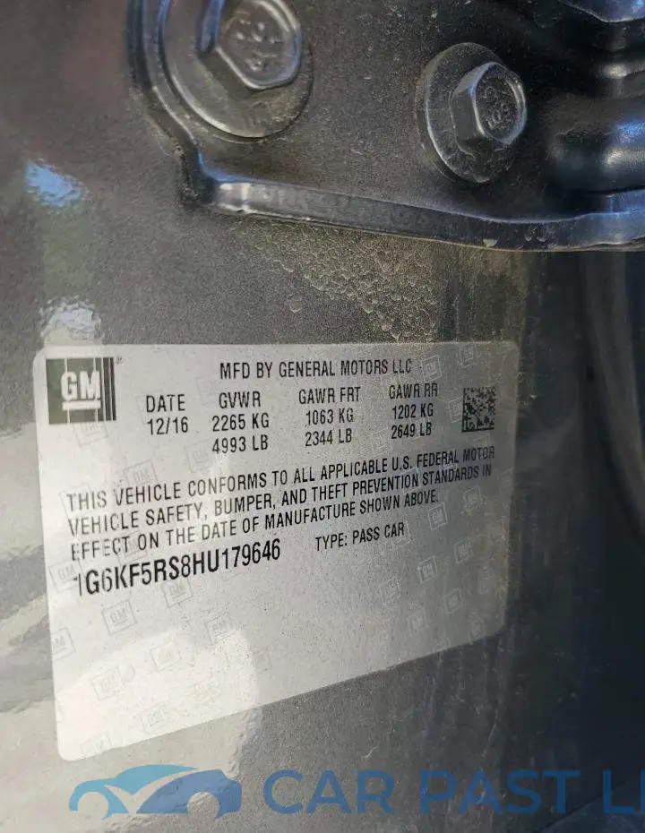 1G6KF5RS8HU179646# 12