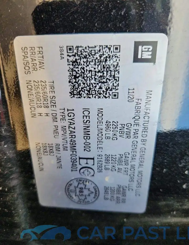 1GYAZAR49MF039401# 13