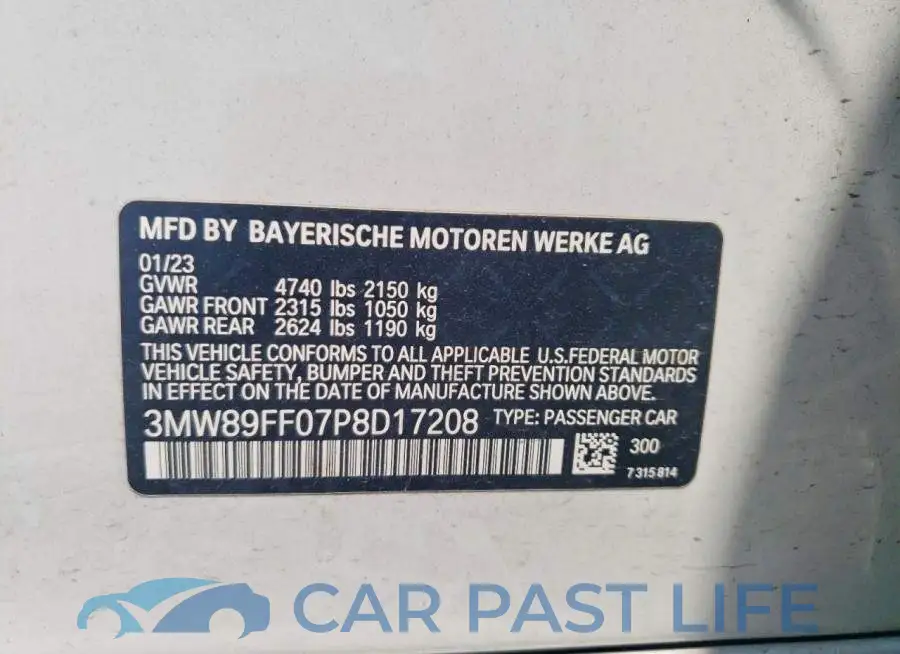 3MW89FF07P8D17208# 12