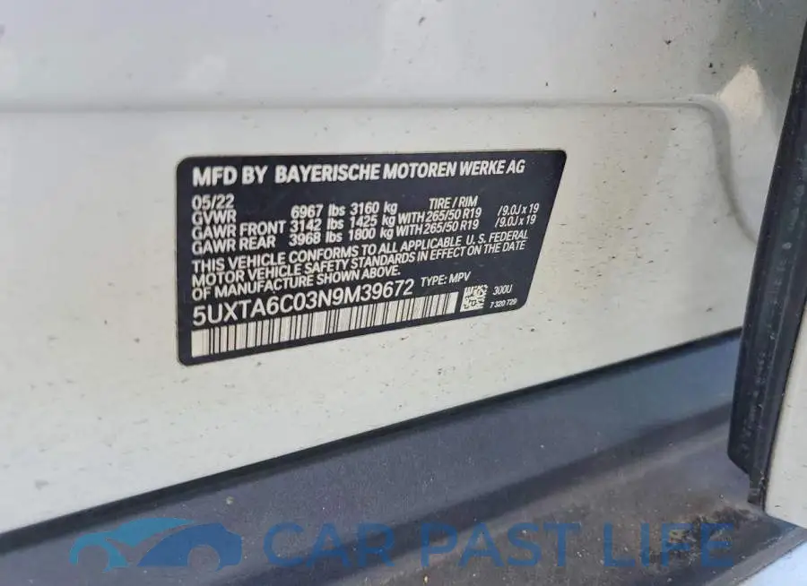 5UXTA6C03N9M39672# 13