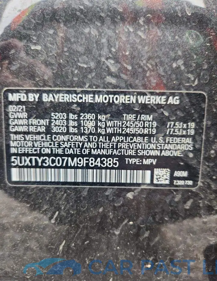 5UXTY3C07M9F84385# 13