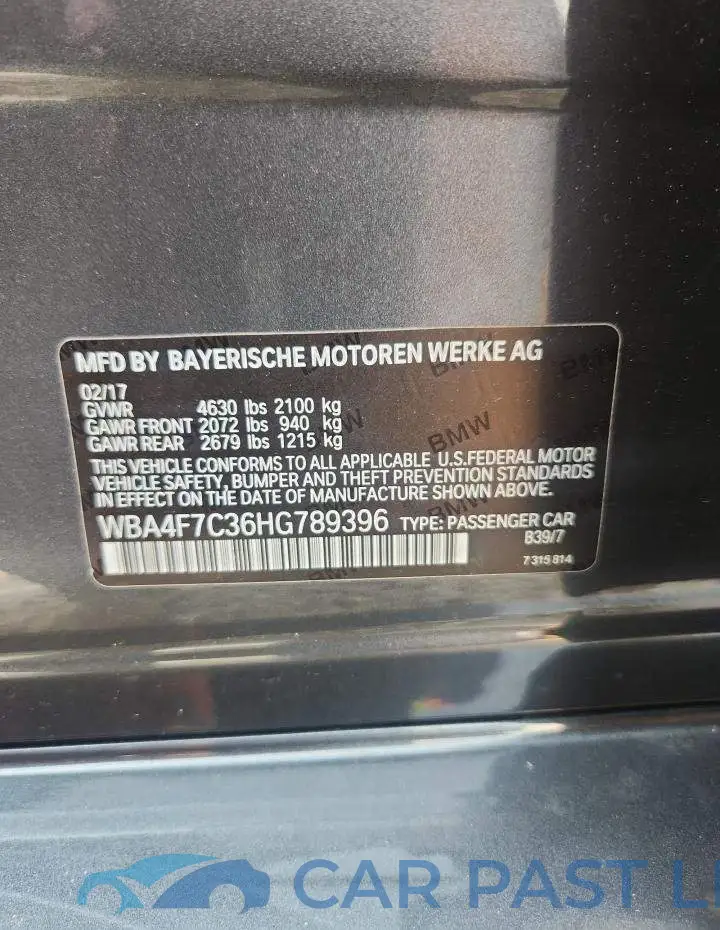 WBA4F7C36HG789396# 12