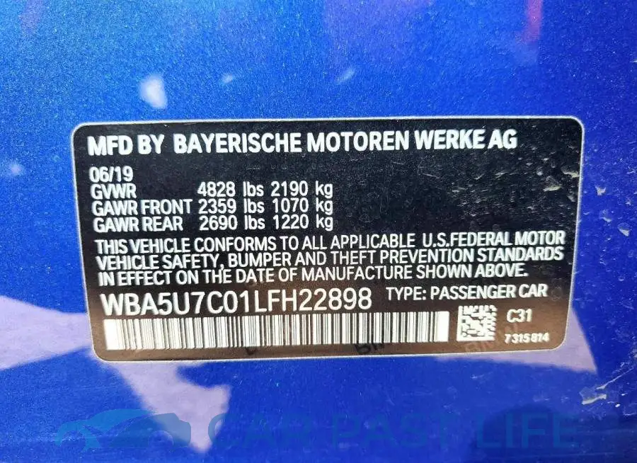 WBA5U7C01LFH22898# 12