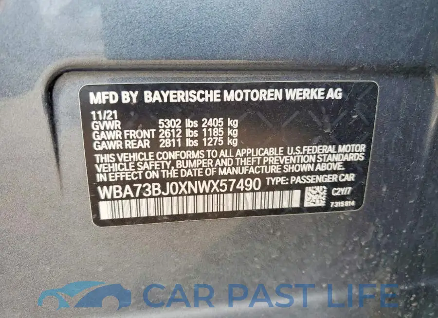 WBA73BJ0XNWX57490# 12