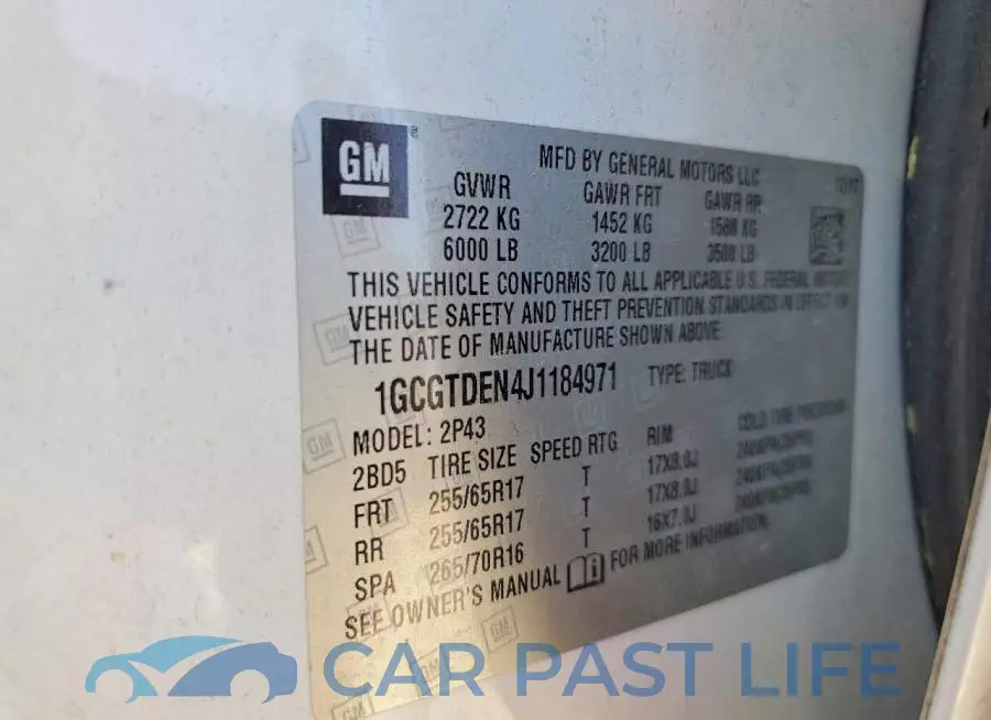1GCGTDEN4J1184971# 12