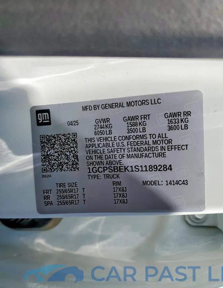 1GCPSBEK1S1189284# 12