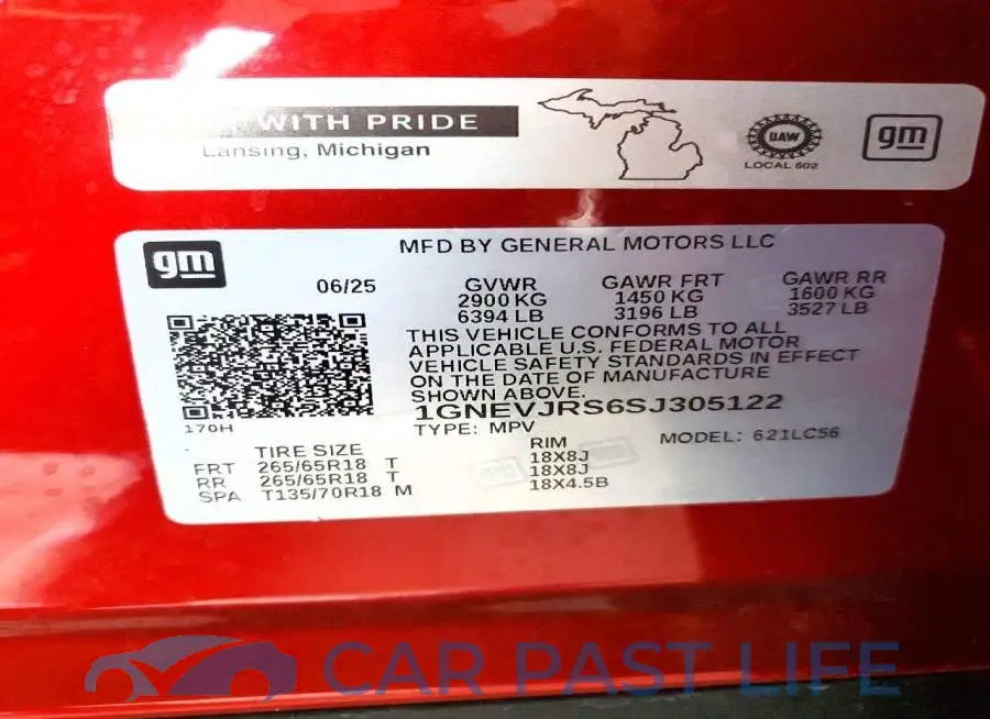 1GNEVJRS6SJ305122# 13