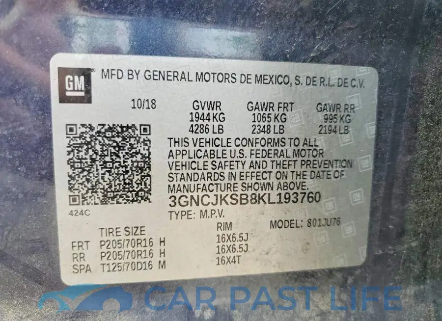 3GNCJKSB8KL193760# 13