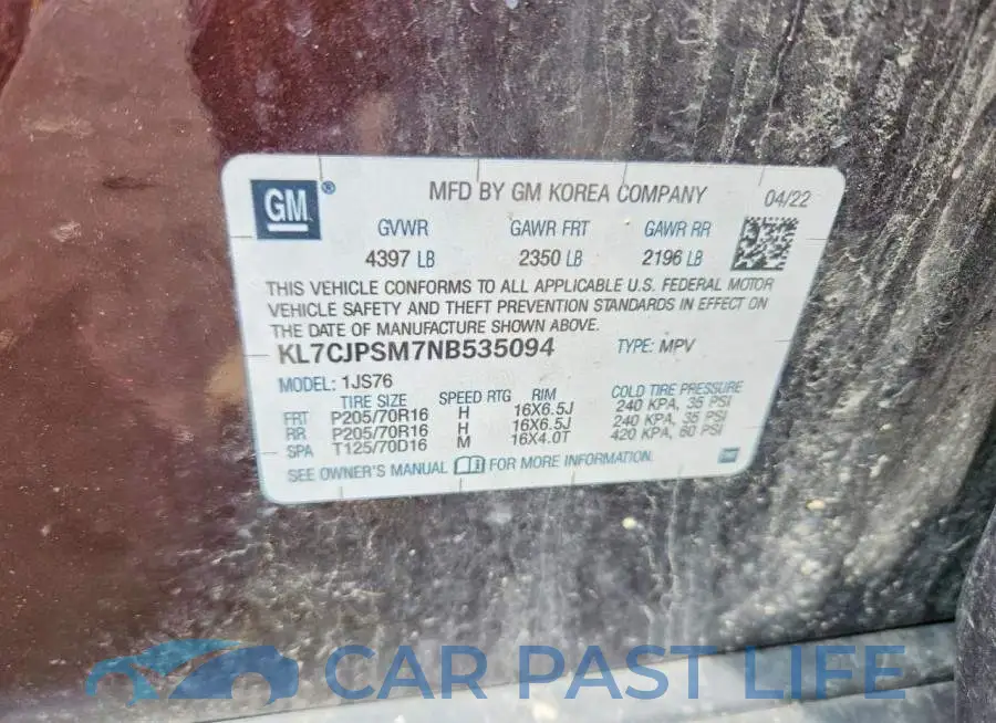 KL7CJPSM7NB535094# 12
