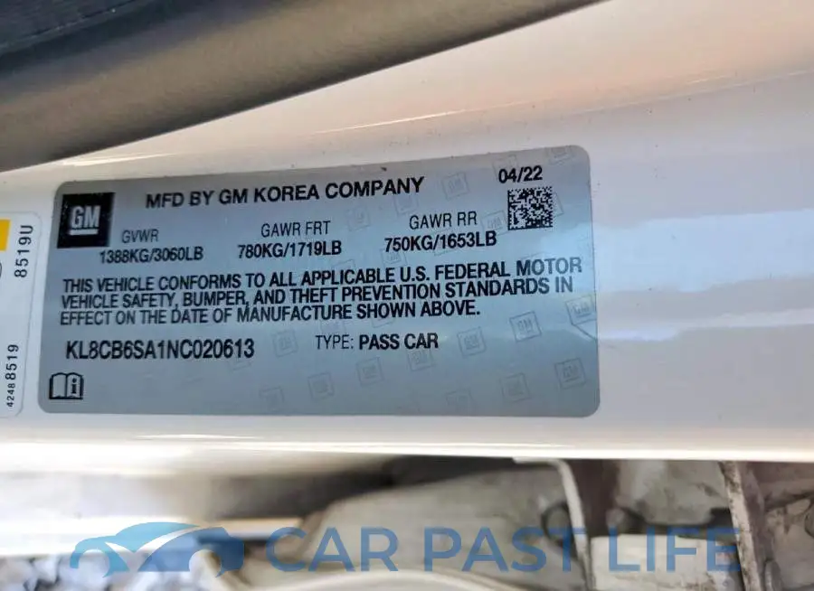 KL8CB6SA1NC020613# 12
