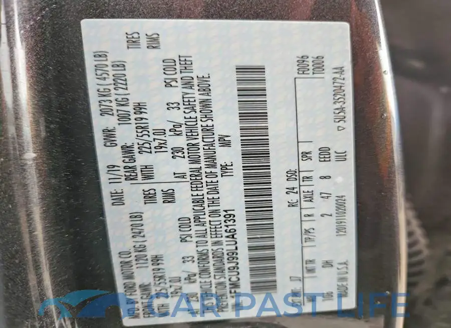 1FMCU9J99LUA61391# 12