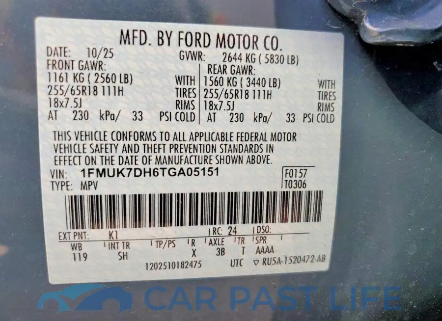 1FMUK7DH6TGA05151# 14