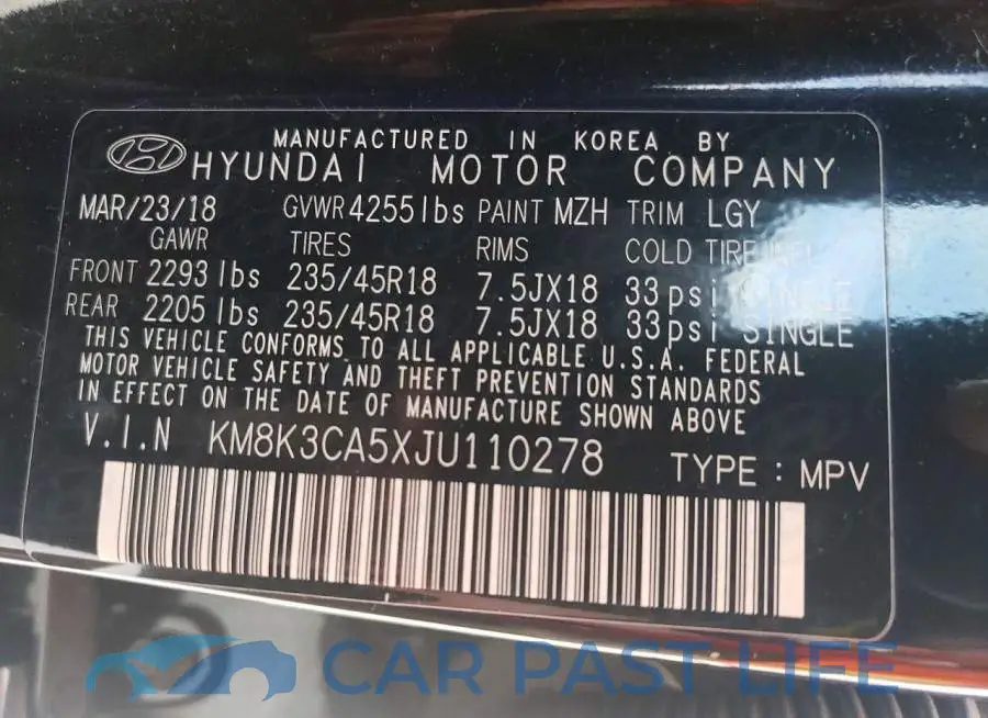 KM8K3CA5XJU110278# 14