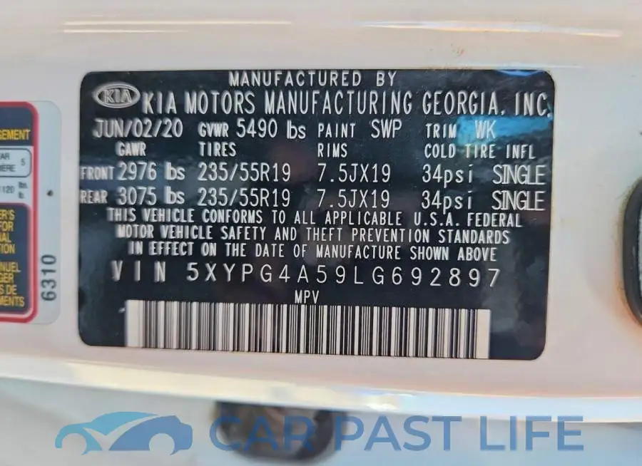 5XYPG4A59LG692897# 14