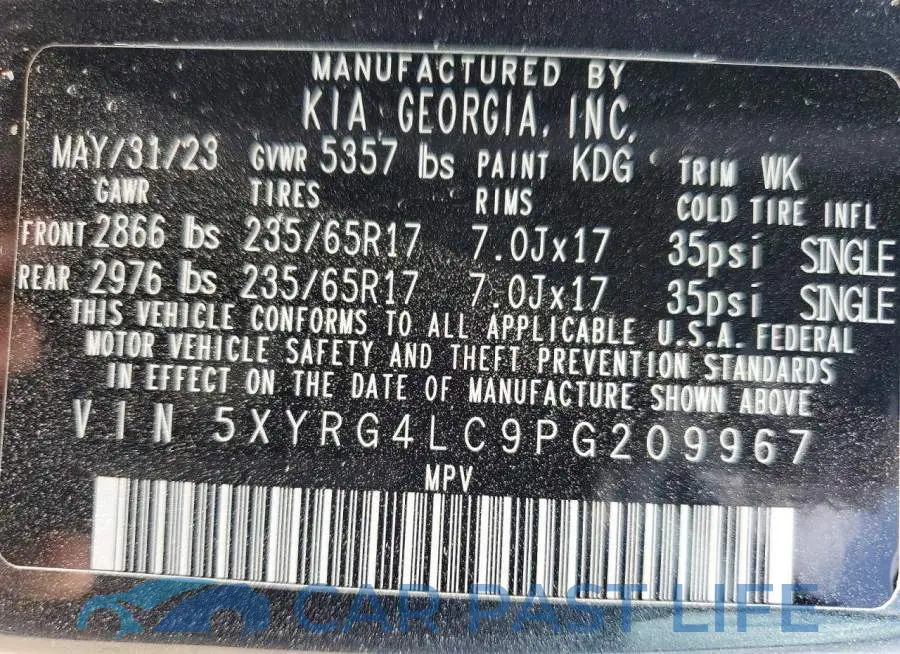 5XYRG4LC9PG209967# 14