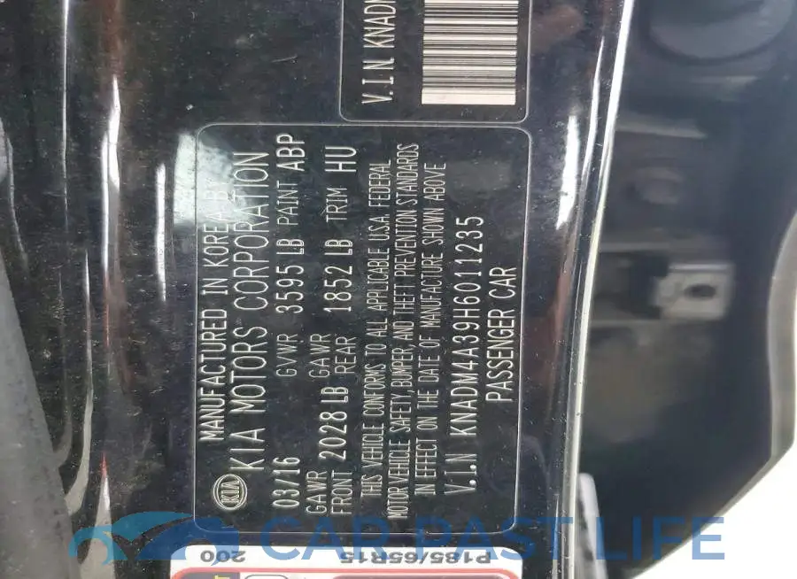 KNADM4A39H6011235# 12