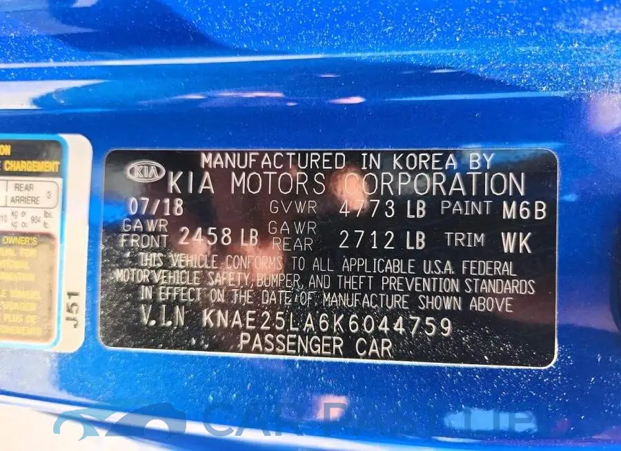 KNAE25LA6K6044759# 12